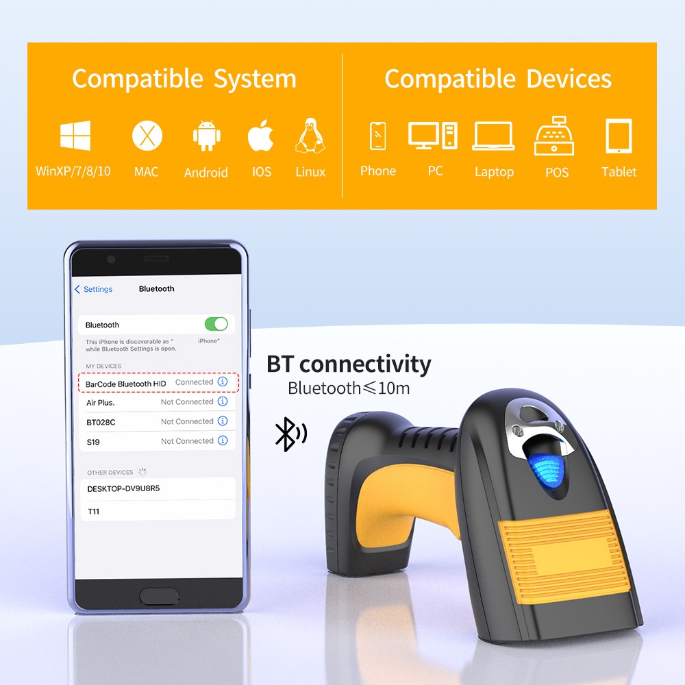 Barcode Scanner Wired 1d 2d Continuous Scan Bar Code Reader for POS System