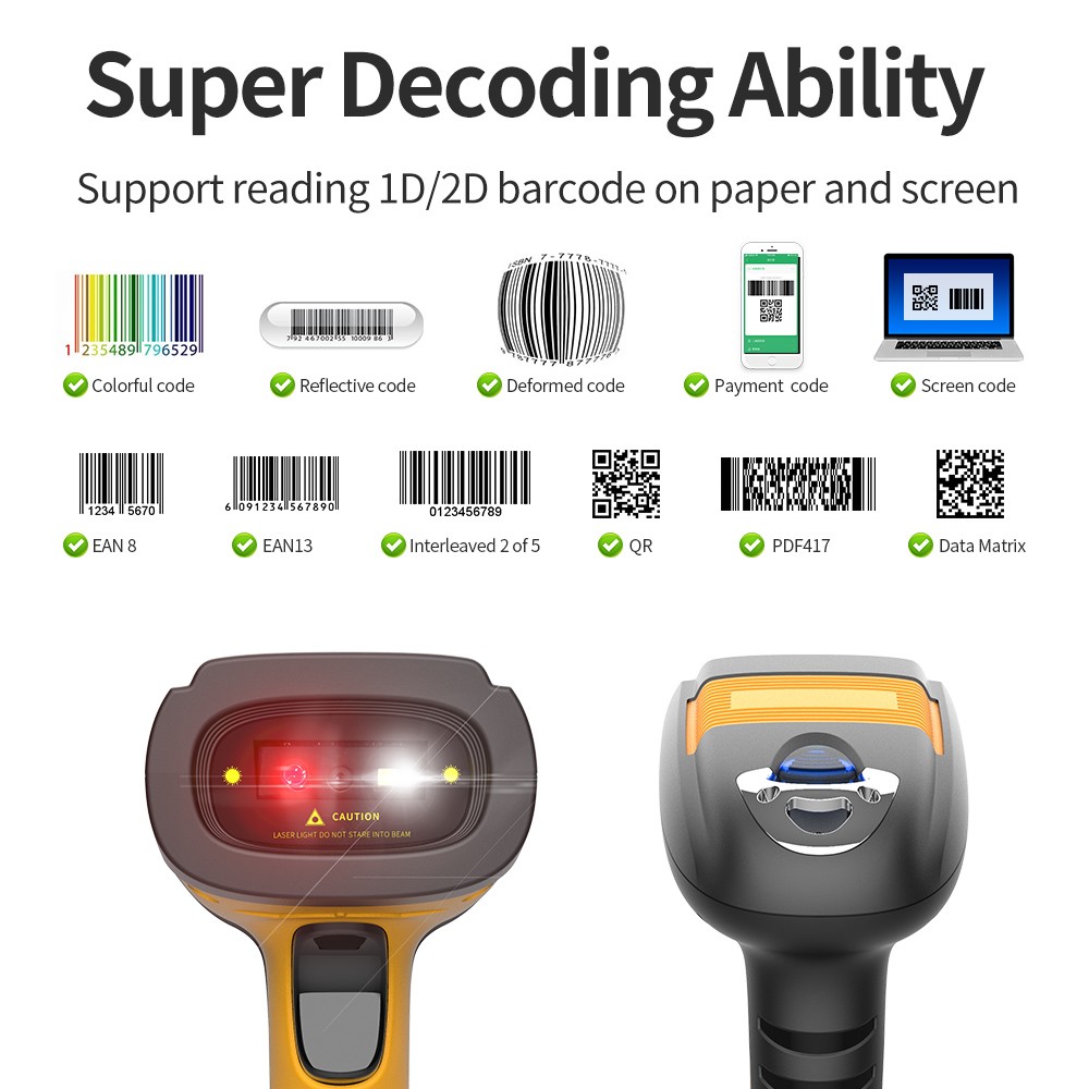 Barcode Scanner Wired 1d 2d Continuous Scan Bar Code Reader for POS System