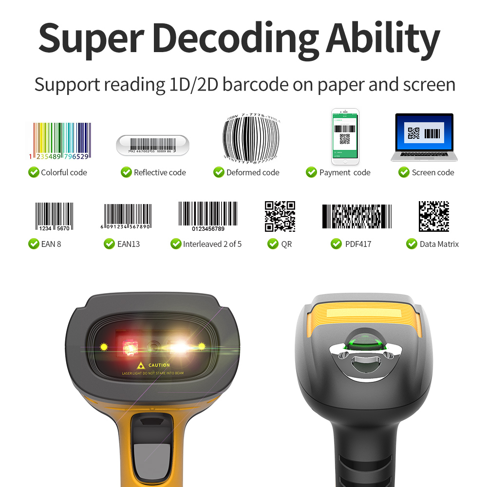 Wireless Handheld 2D Barcode Scanner 2.4g