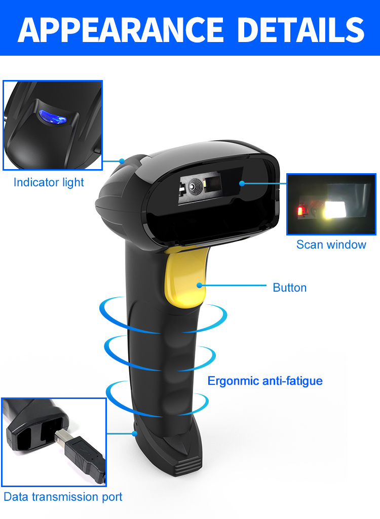 1d 2D Handheld Imager Qr Code Reader Barcode Scanner